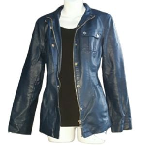 Blue Faux Leather Jacket